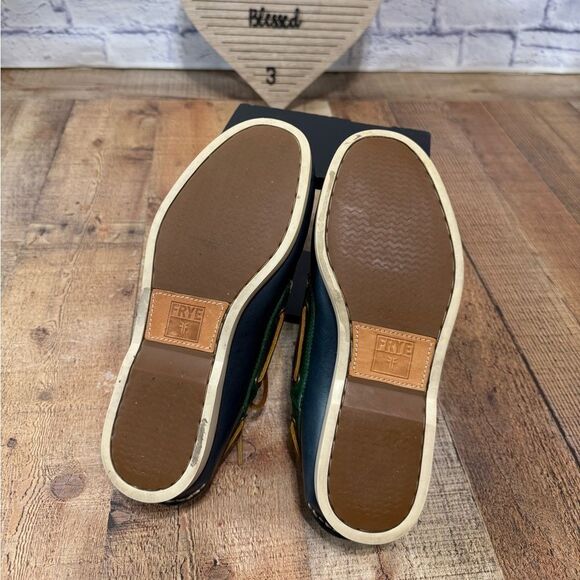 Frye Sully Boat  Leather Shoes Mens Size 8.5 M Green Navy Colorblock Loafers main image 9